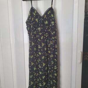 No Boundaries Black Maxi Dress with Yellow & Green Floral Print